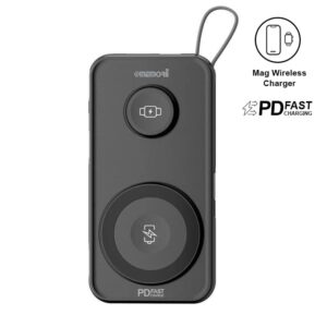 10,000mAh 5-in-1 Wireless Power Bank – Dual MagSafe 15W, Built-in Cables, PD 20W Fast Charging