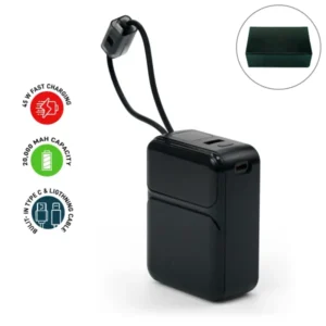 20,000mAh Power Bank 45W Fast Charging with Built-in Type-C & Lightning Cables – LCD Display