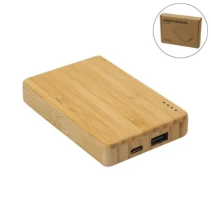 Bamboo Power Bank 5000mAh with USB-C – Eco-Friendly Portable Charger
