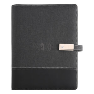 Executive Hi-Tech Portfolio with 8000mAh Power Bank & Wireless Charging – USB Drive Organizer