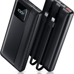 Fast Charging Power Bank 10,000mAh 22.5W – Built-in Type-C & Lightning Cables