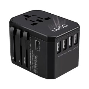 Light Up Logo Universal Travel Adapter Type-C + 4 USB | Multi-Port Charger UAE
