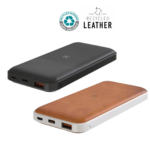 Recycled Leather 10,000mAh Power Bank – 18W PD Fast Charging & 10W Wireless