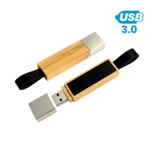 Bamboo LED Logo USB with Strap 64GB USB 3.0