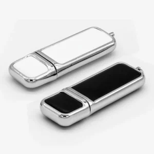 Leather Chrome USB Flash Drive 8GB / 16GB